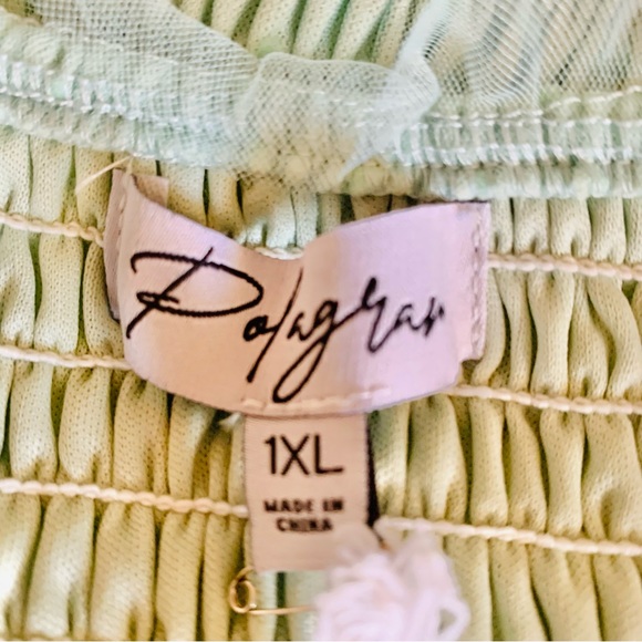 Polagram Mint Green Tulle Swiss Dot Smocked Tiered Dress. - Picture 14 of 16